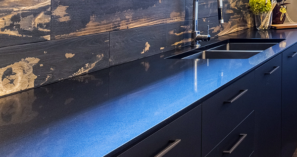 Dark, black quartz counter-top